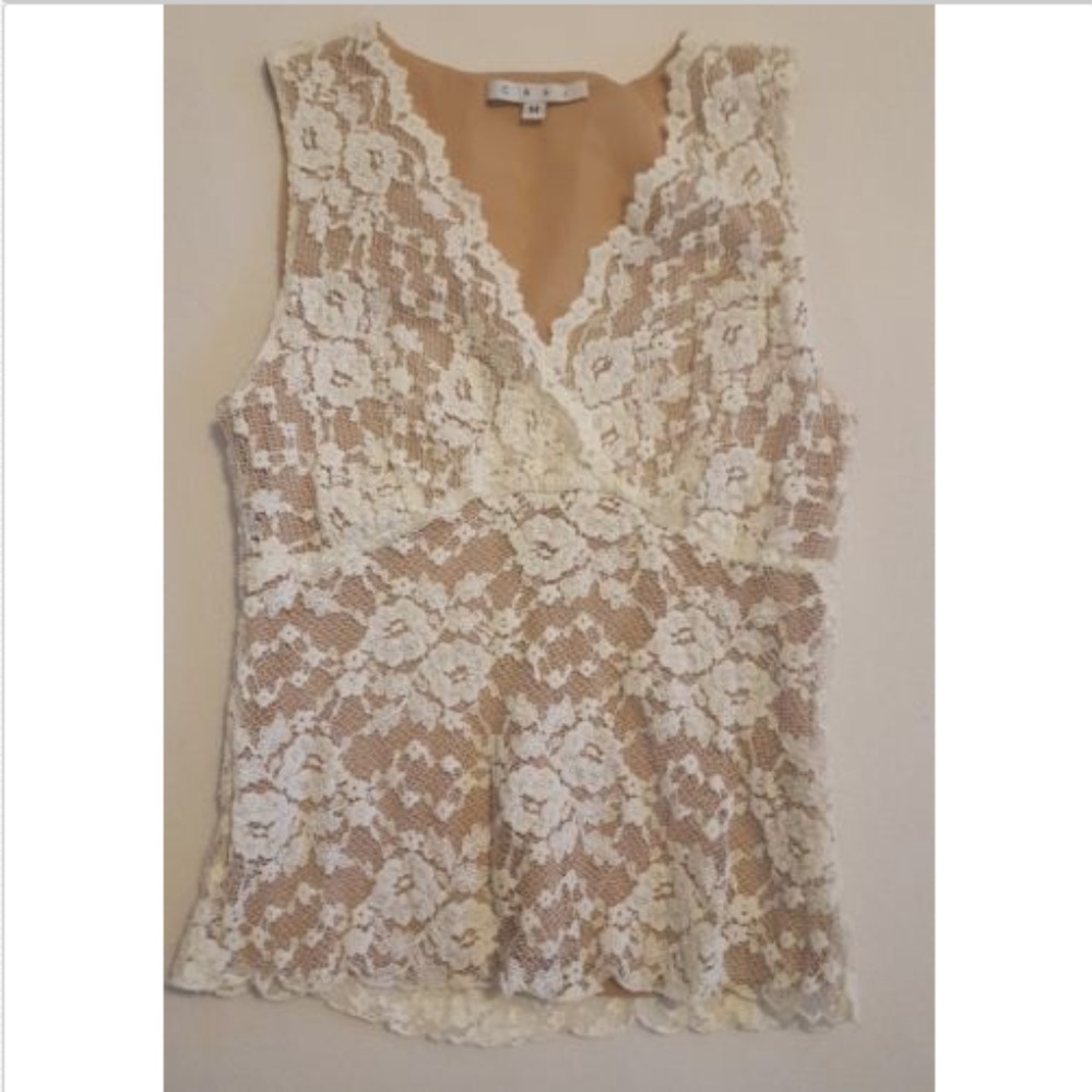 Cabi Sleeveless Lace Top Nude Shell